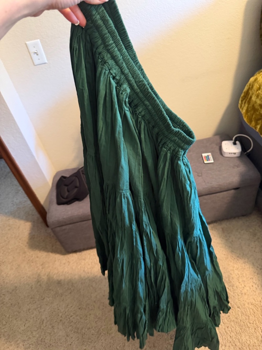 Emerald Green Tiered Maxi Skirt - Women